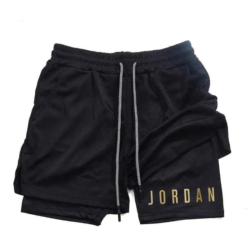 Men's double-layer running training shorts by THRIXINE, featuring lightweight fabric and athletic fit for active wear.