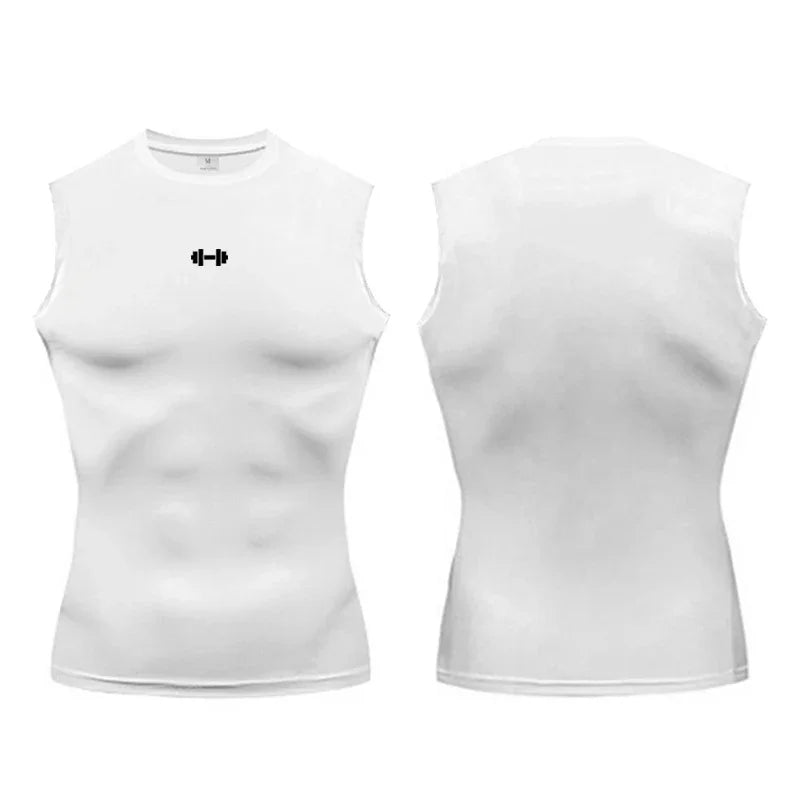 Men's compression running vest by THRIXINE, quick-drying athletic top designed for active outdoor workouts