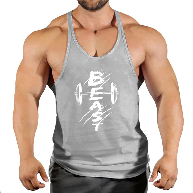 Men's THRIXINE muscle gym tank top, lightweight running vest with sleeveless design and breathable fabric for workout comfort.