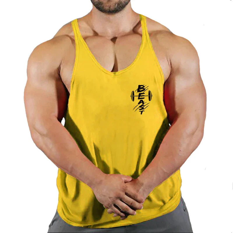 Men's THRIXINE muscle gym tank top, sleeveless running vest, black athletic tank top for workout and training.