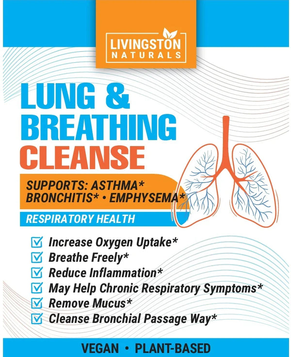 Vegan supplement bottle of VeggieVerve Lung & Breathing Cleanse Organic Herbal Respiratory Support Tonic on a white background.
