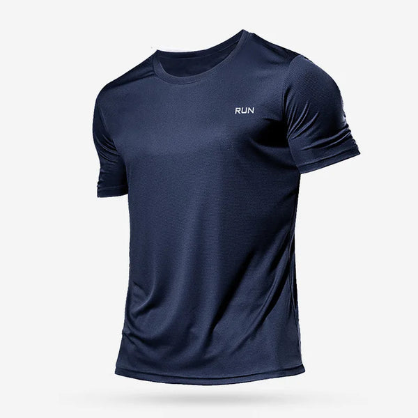 Mandotos men's running shirt featuring quick-dry fabric, compression fit, and sporty design for jogging, fitness, and gym workouts.