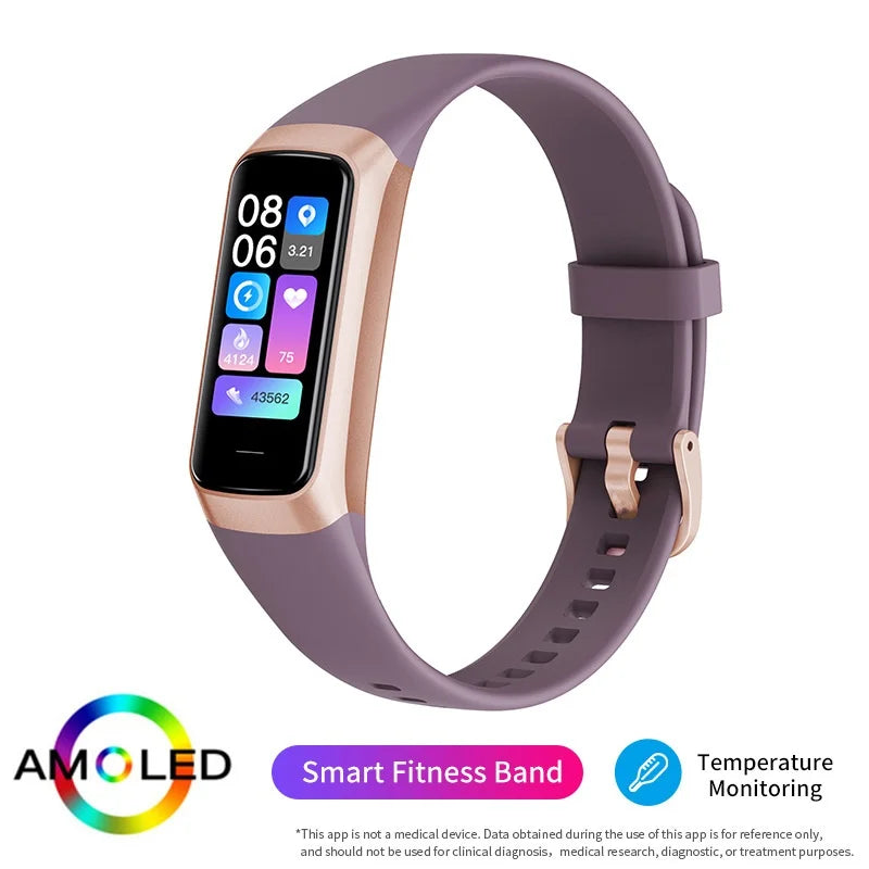 ARBA Global smartwatch displaying heart rate, body temperature, fitness tracking on a sleek waterproof fitness bracelet for men and women.