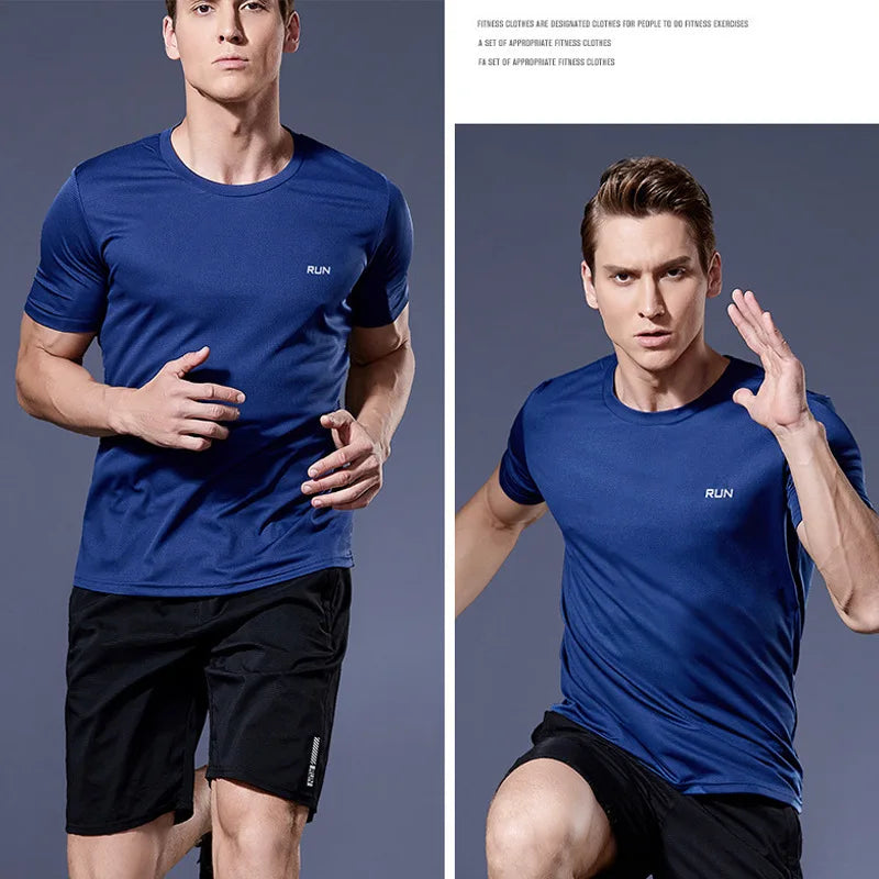 Mandotos men's running shirt featuring quick-dry, compression fabric, ideal for soccer, jogging, fitness, and gym workouts.