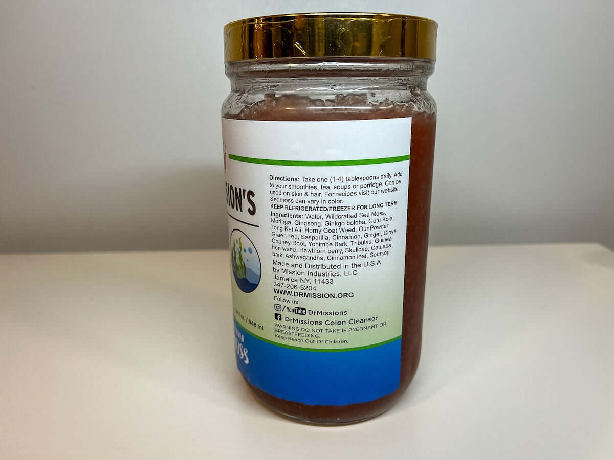 Sea moss gel by VeggieVerve, Dr. Mission Sea Moss Gel for natural energy boost with a jar of vibrant green sea moss gel.