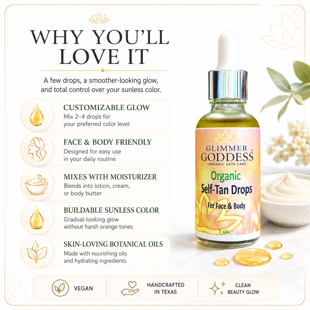 Organic Self Tan Drops – Fast Glow