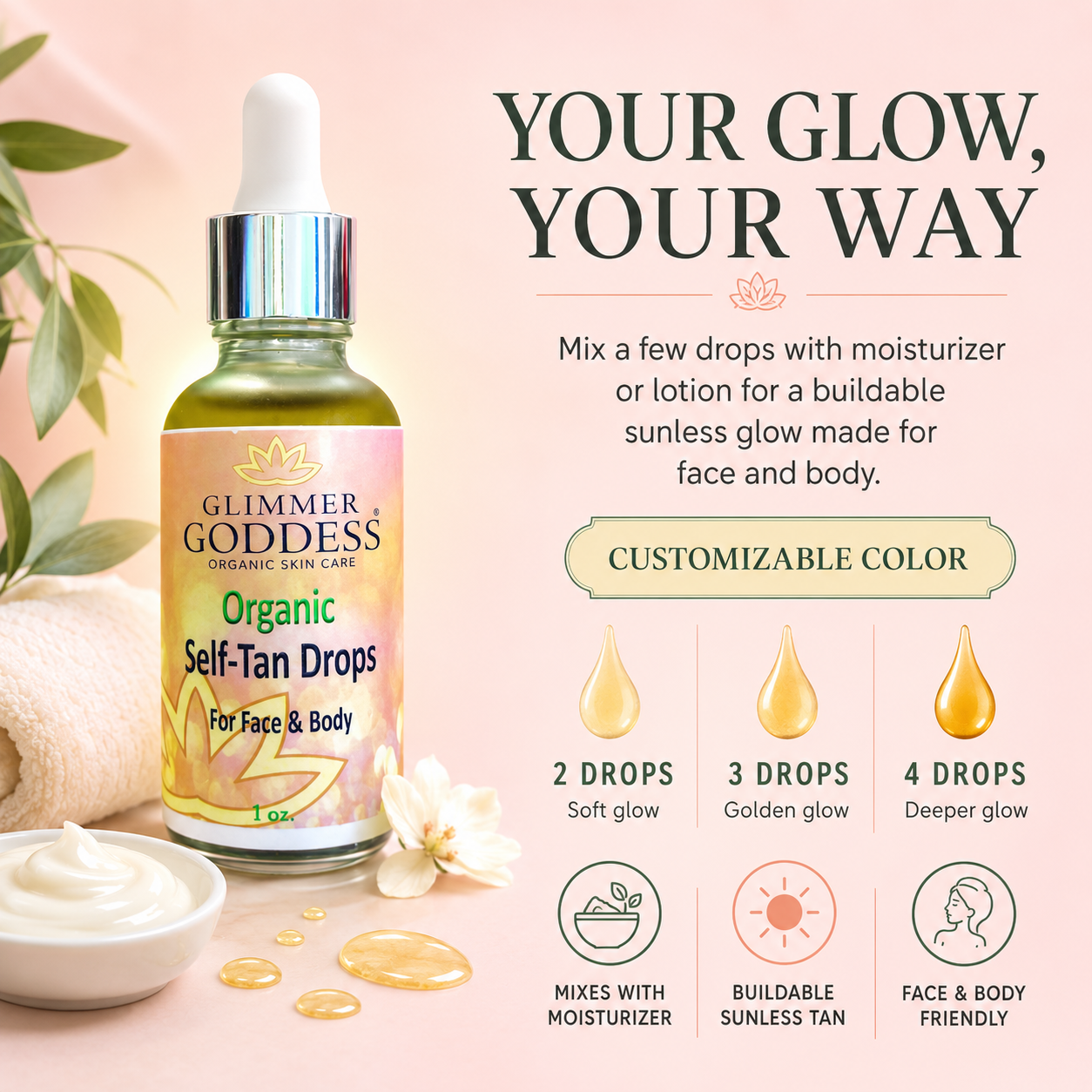 Organic Self Tan Drops – Fast Glow