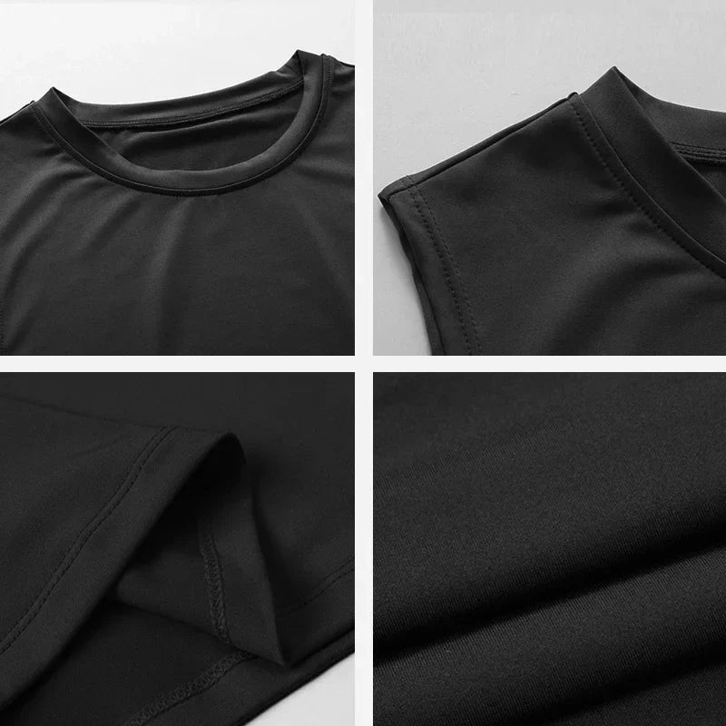 Men's THRIXINE compression running vest, quick-drying men's top designed for active sports and outdoor exercise.