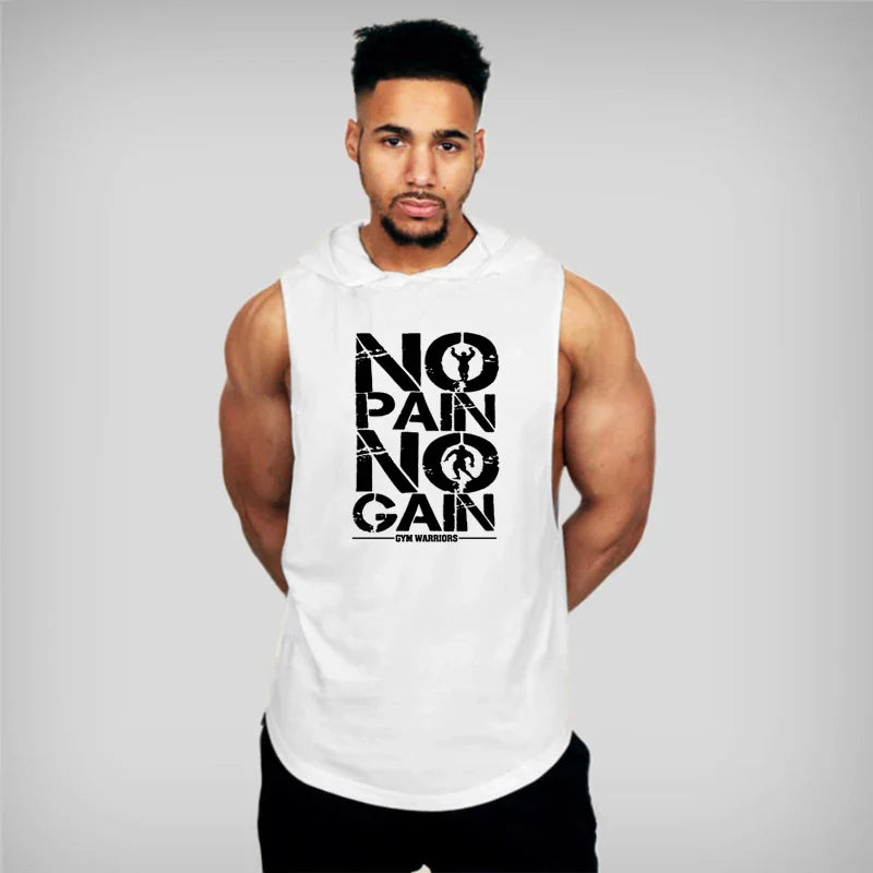 Men's sleeveless hooded gym tank top by THRIXINE, featuring a sporty design and sleeveless style for active wear.