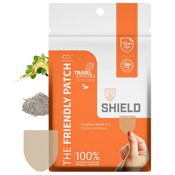Eight Shield Wellness high-potency immunity patches from Friendly Patch Co, wearable skin supplement for immune support.
