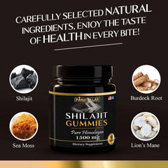 Panstellar Essentials Pure Himalayan Shilajit Gummies 1500mg, bottle with 90 natural extract gummies
