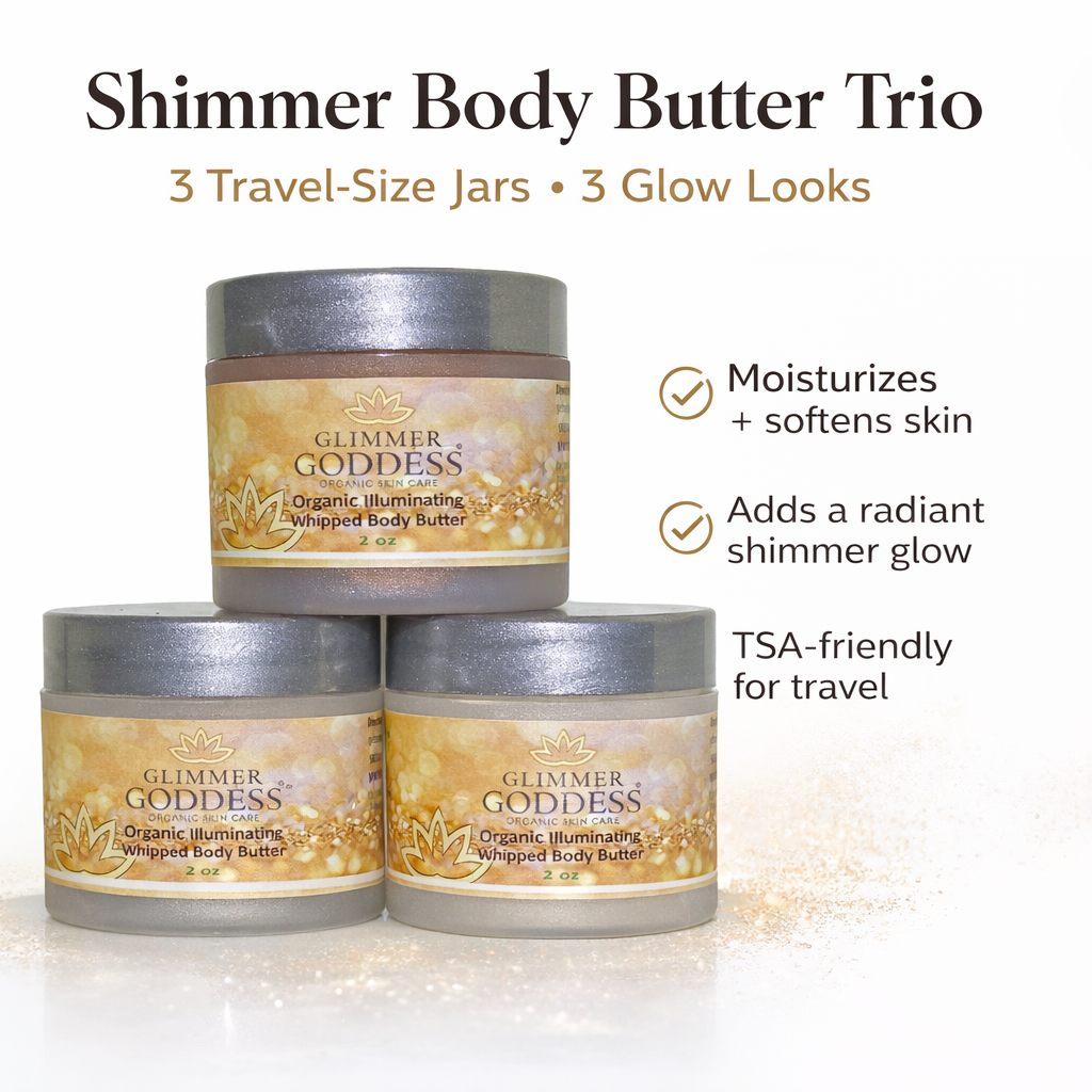 Organic Shimmering Body Butter Trio – 3 x 2 oz Travel Set