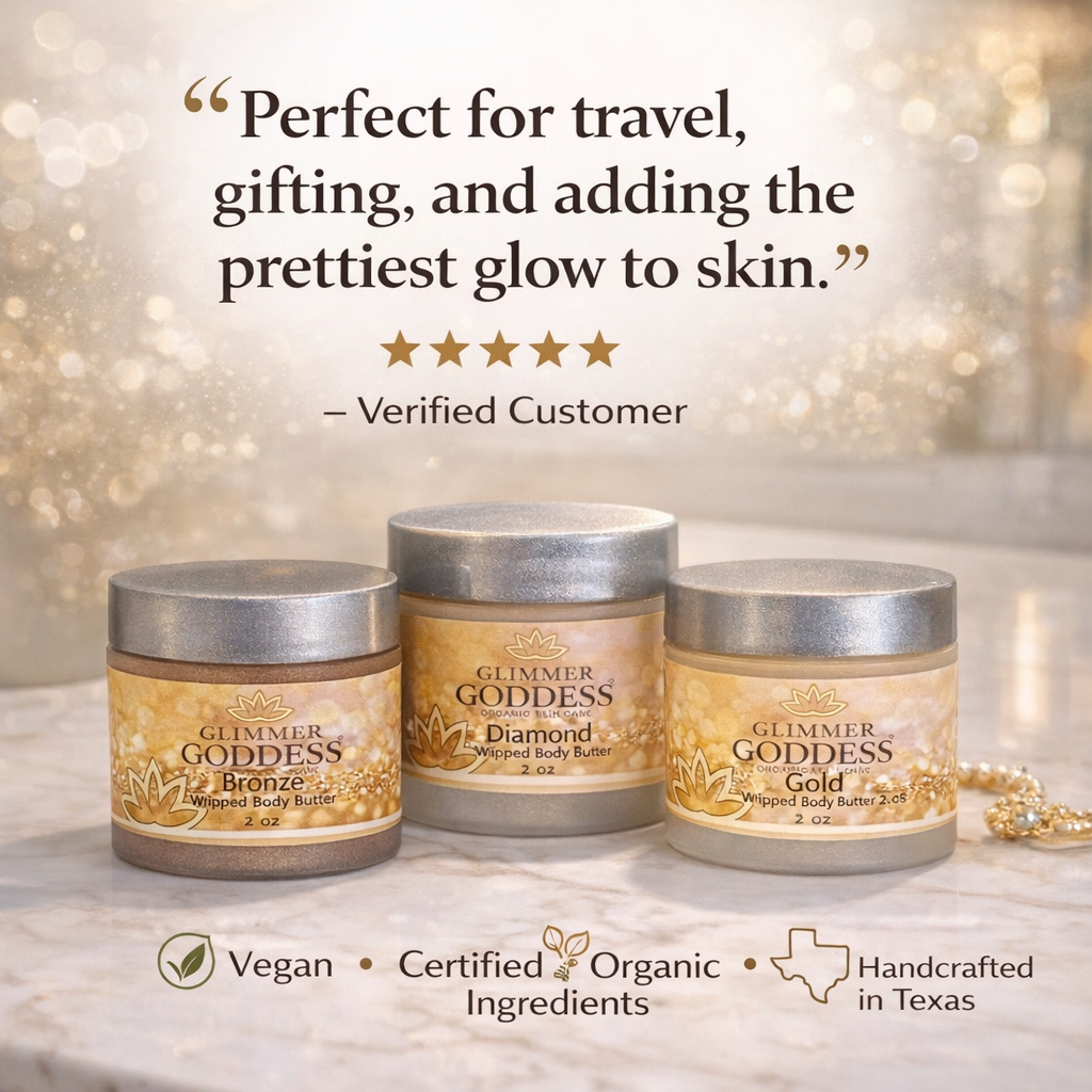 Organic Shimmering Body Butter Trio – 3 x 2 oz Travel Set