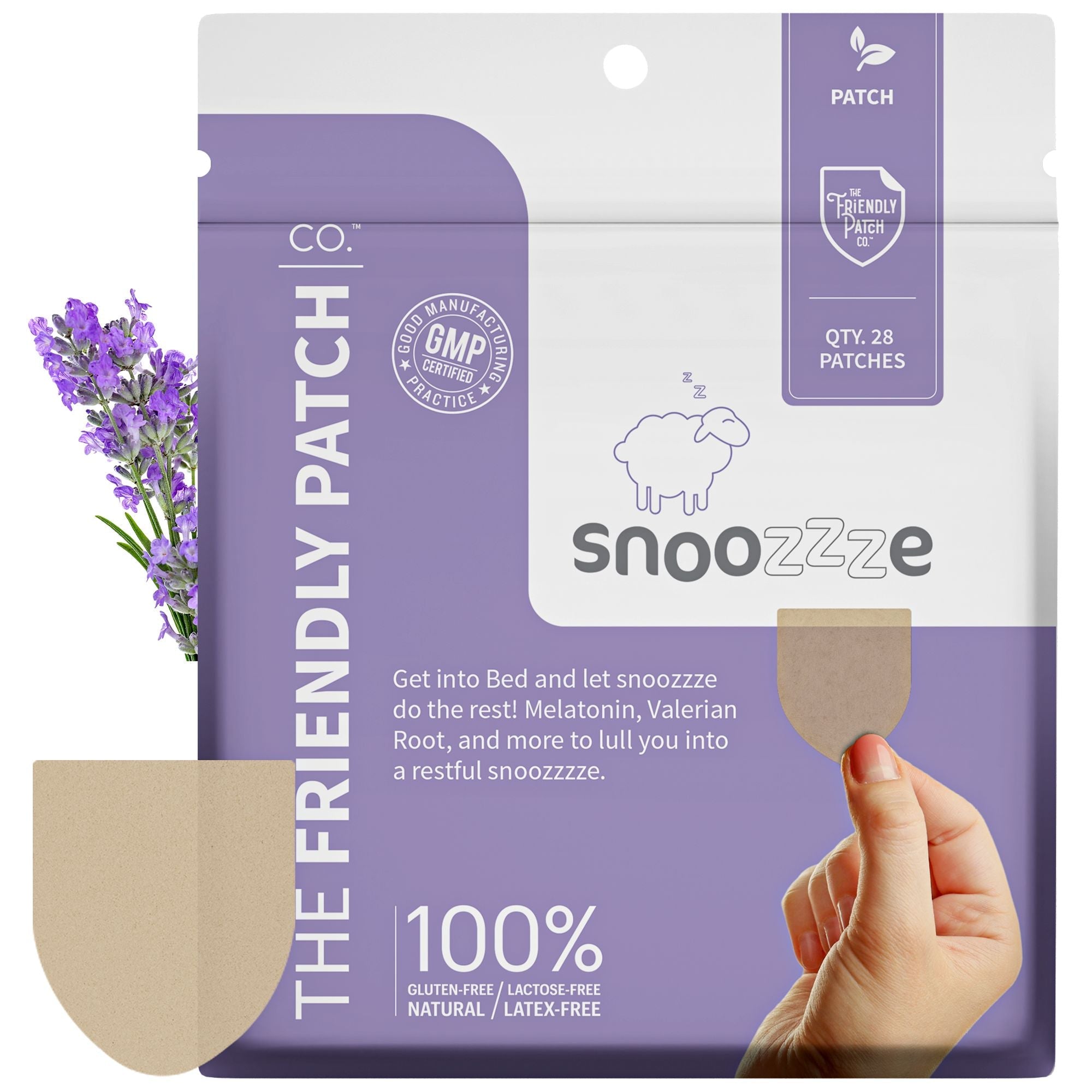Wearable skin sleep patches by Friendly Patch Co with melatonin, ashwagandha, and magnesium for restful sleep.