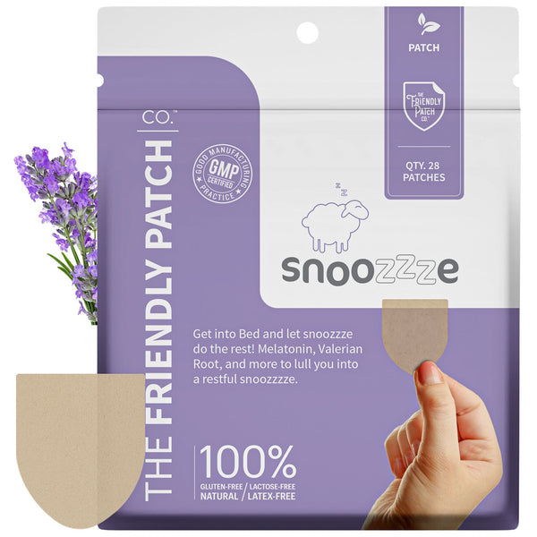 Wearable skin sleep patches by Friendly Patch Co with melatonin, ashwagandha, and magnesium for restful sleep.