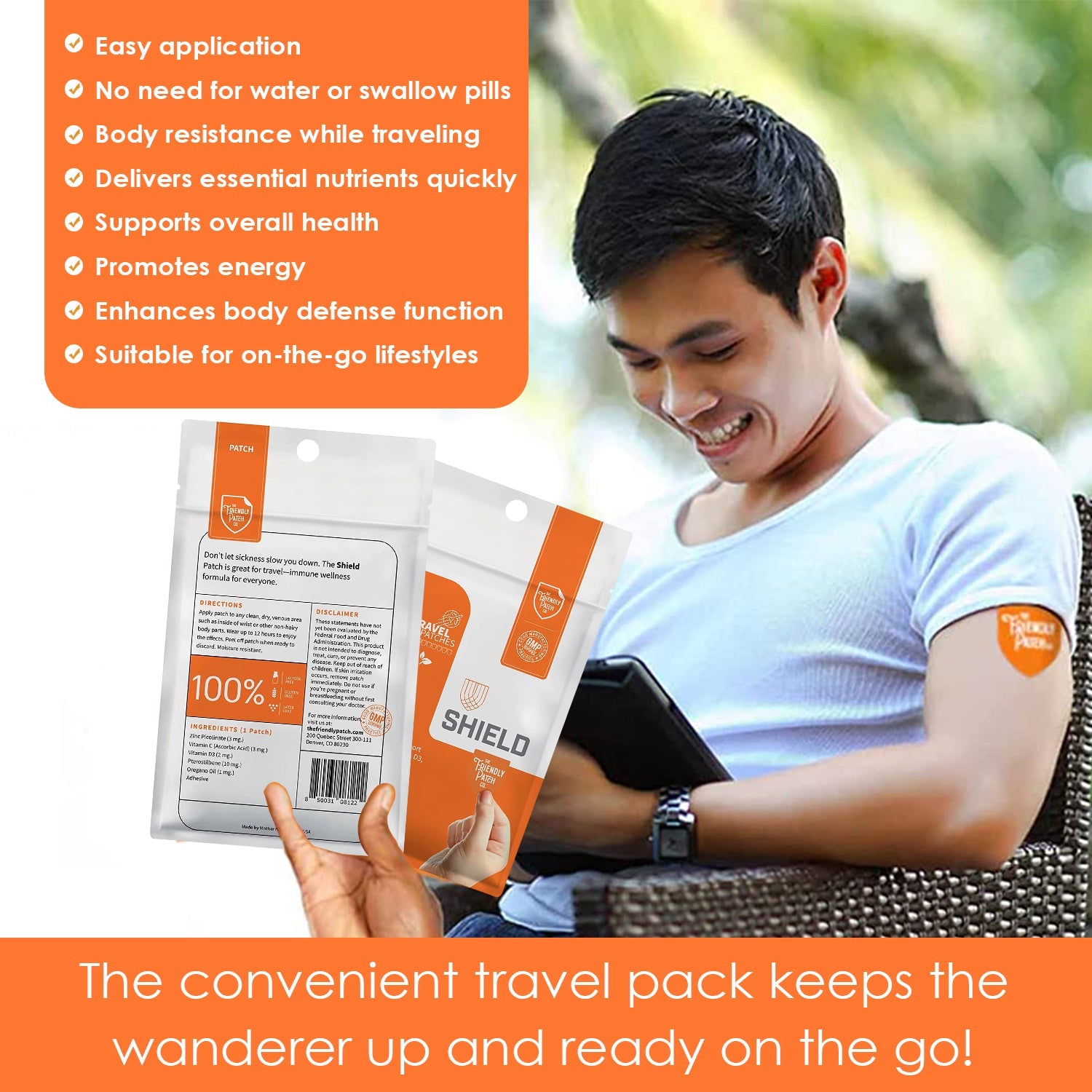 Shield Wellness 12-hour immunity patches by Friendly Patch Co, wearable skin supplements for immune support, 8-pack.