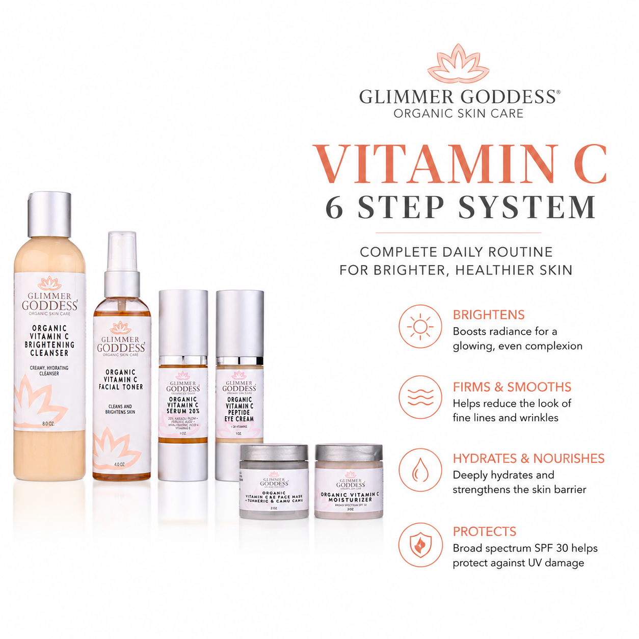Vitamin C 6-Step Anti-Aging System – Complete Brightening Routine with SPF 30