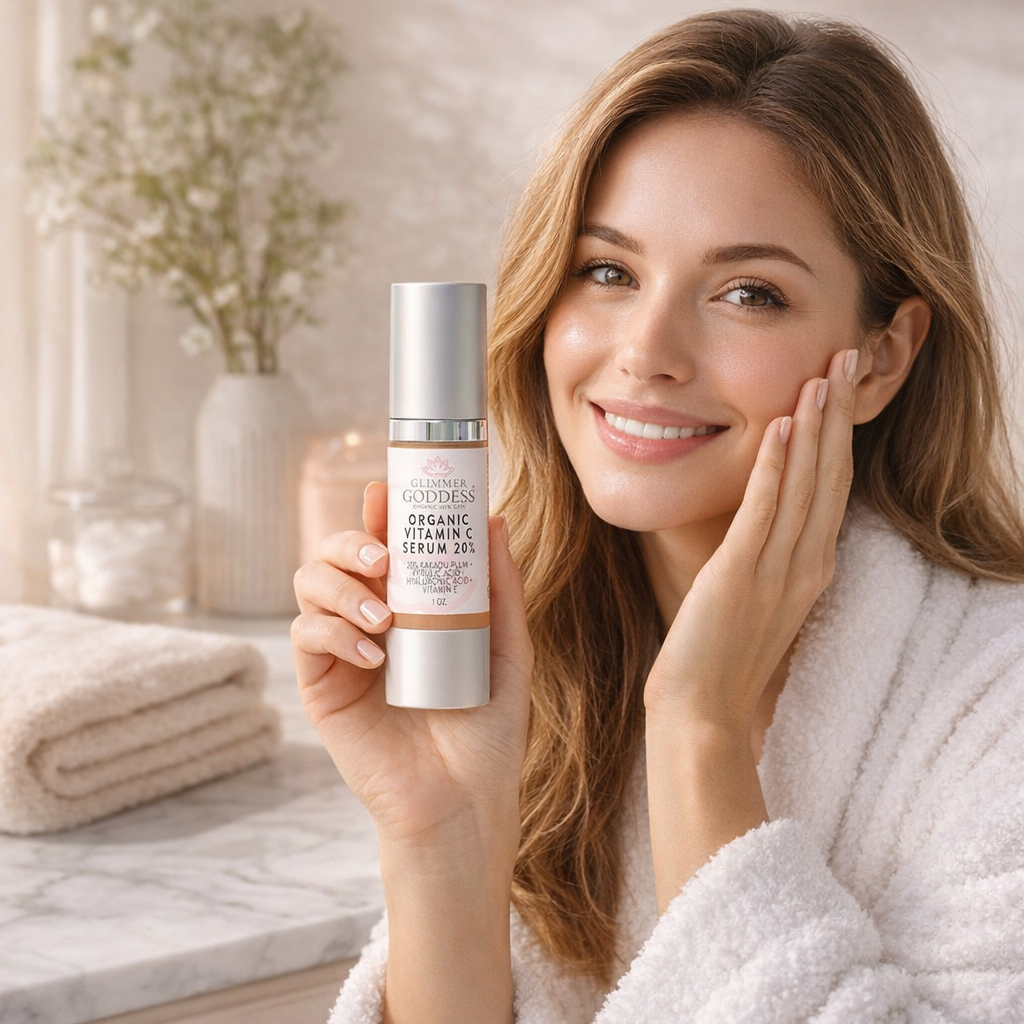 Organic Vitamin C Serum 20% – Brightening Treatment with Hyaluronic & Ferulic Acid