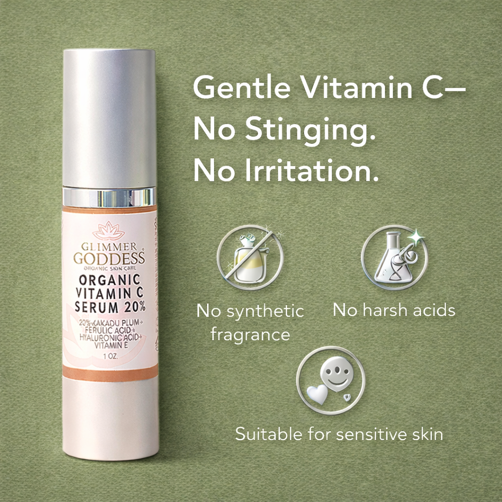 Organic Vitamin C Serum 20% – Brightening Treatment with Hyaluronic & Ferulic Acid