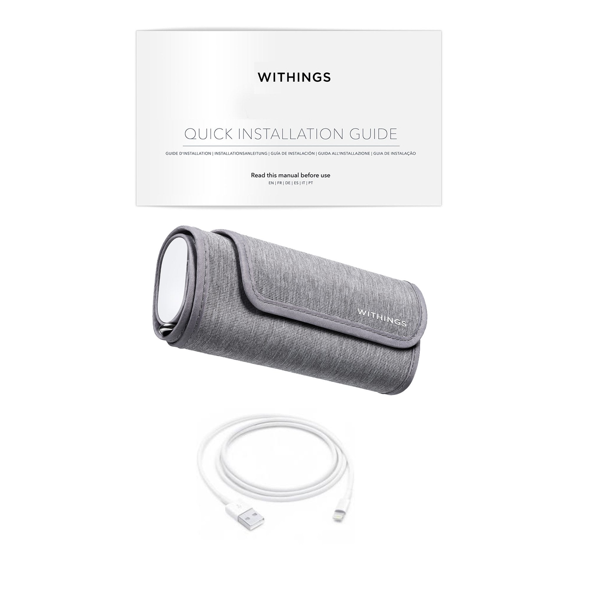 Medisitis Withings wireless blood pressure monitor on a white background, upper arm blood pressure device with digital display