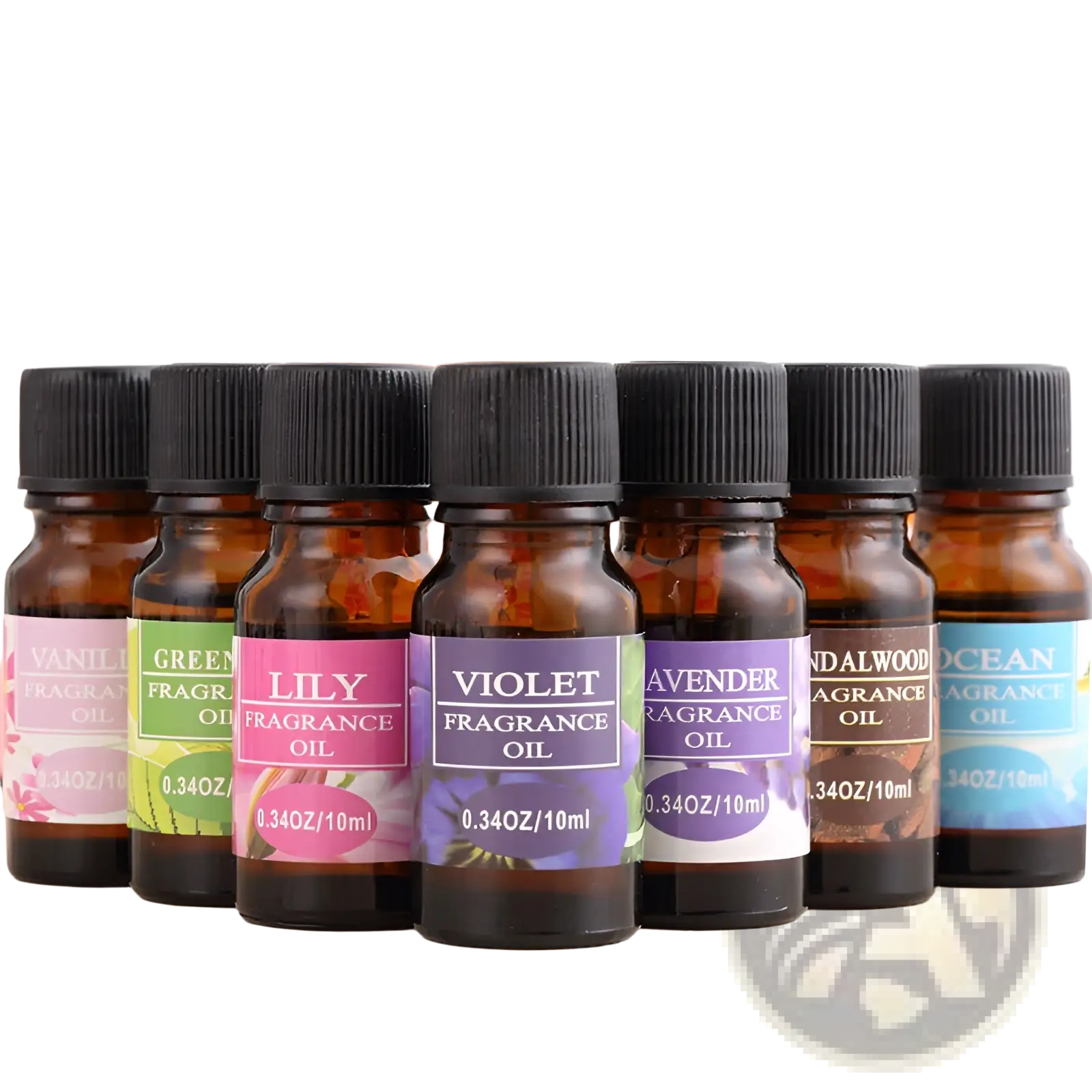 Set of 12 ARBA Global aromatherapy essential oils bottles for humidifiers, 10ml each, in a beauty and personal care collection.
