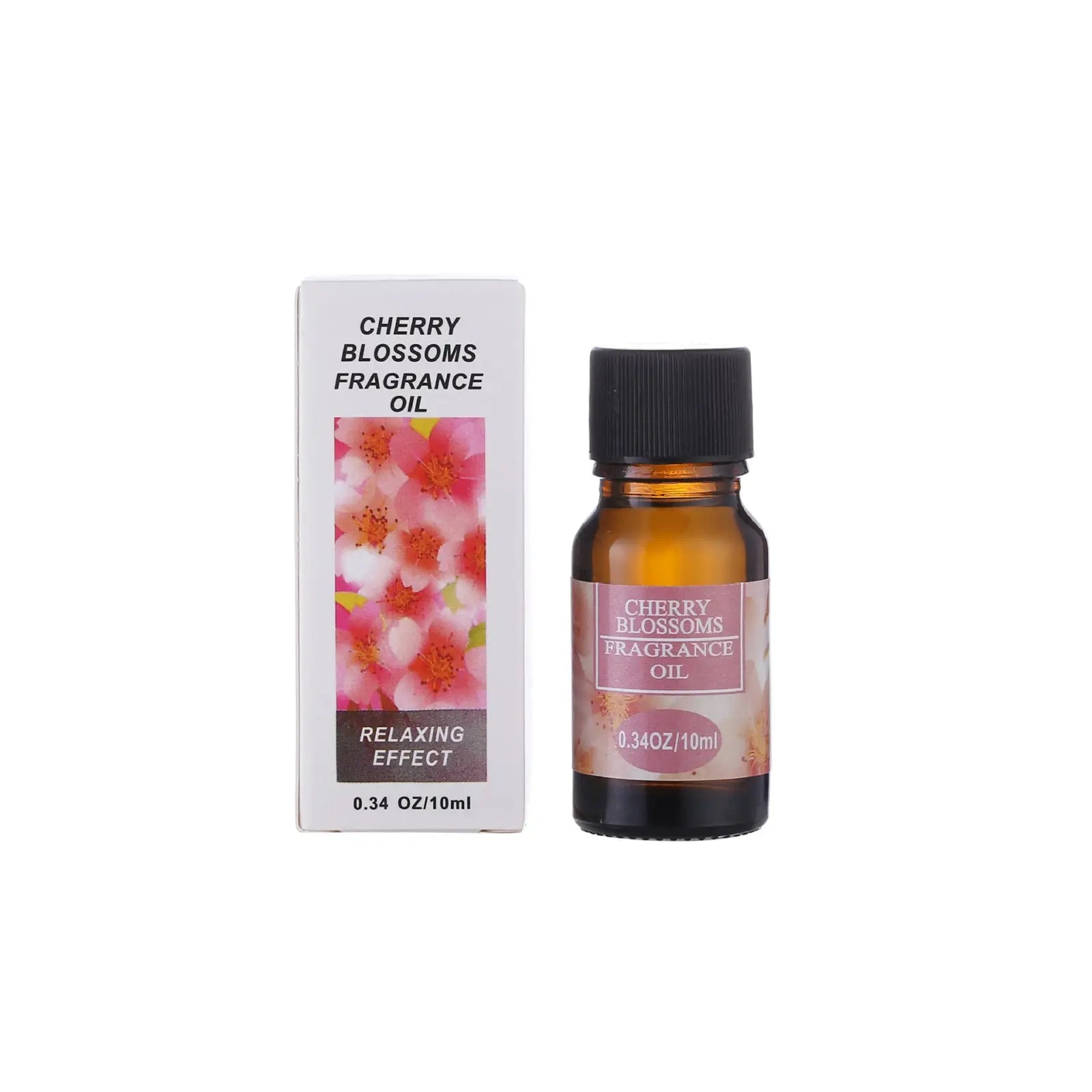 ARBA Global cherry blossom aromatherapy essential oil for humidifiers, 10ml, in a clear bottle with floral design.
