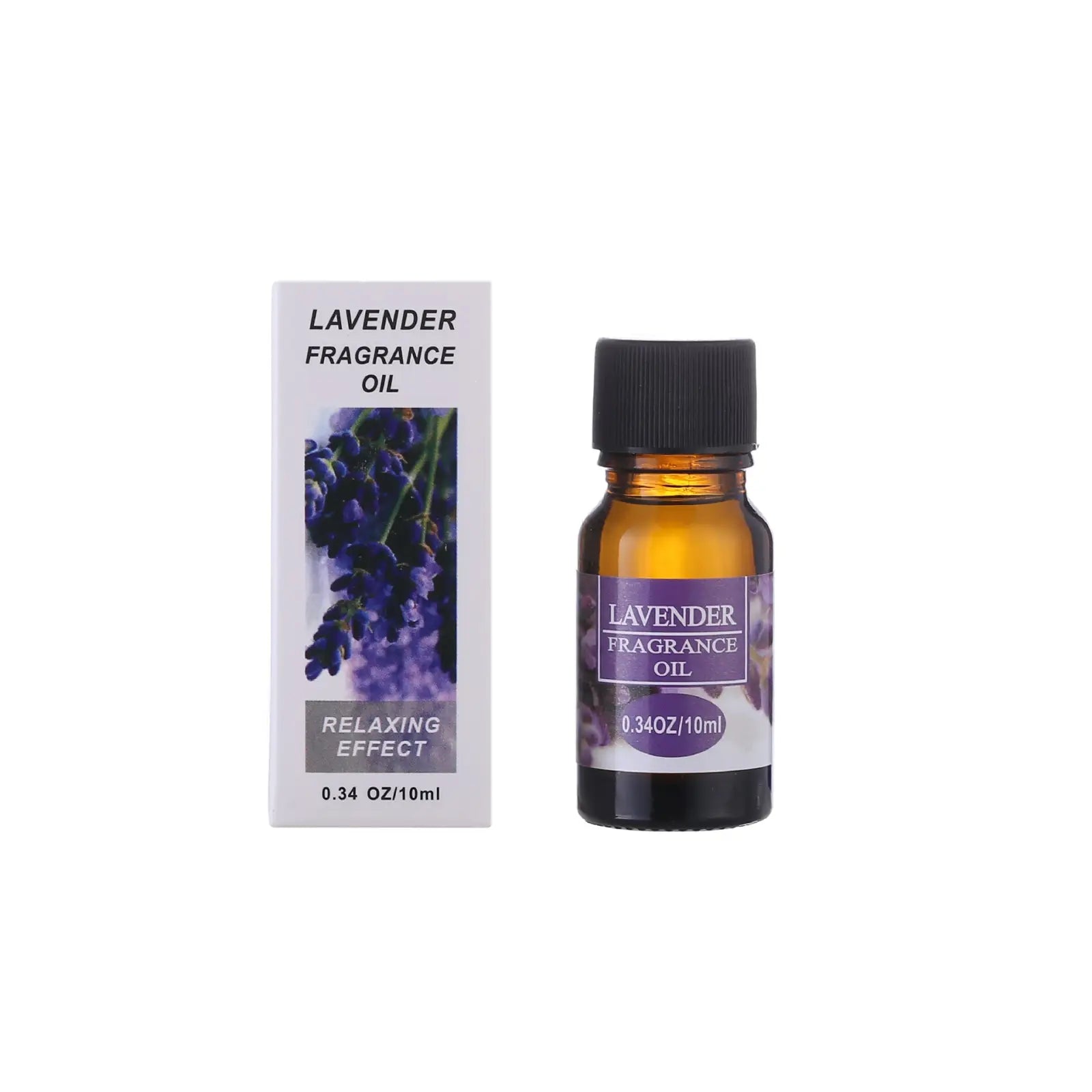 Lavender aromatherapy essential oil for humidifiers in 10ml bottle, from ARBA Global, used for relaxation and skincare.