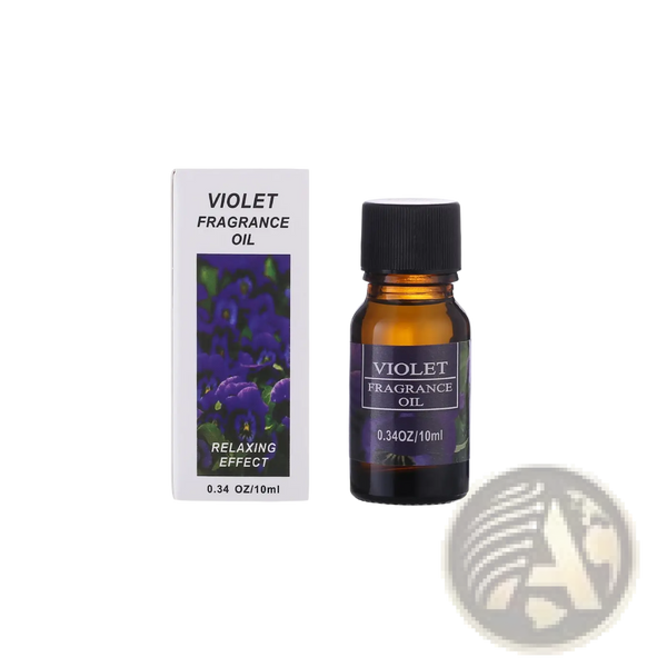 Violet ARBA Global aromatherapy essential oil for humidifiers, 10ml, in a glass bottle, used for relaxation and home wellness.