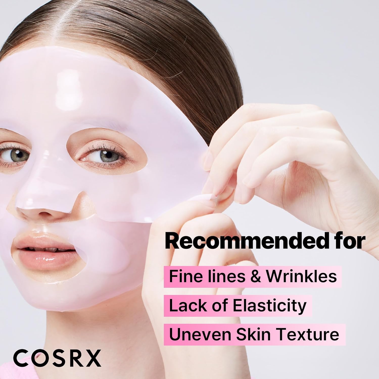 Cosrx The Peptide Collagen Lifting Glow Hydrogel Mask face mask with collagen and peptides for lifting and glowing skin.