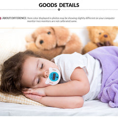 Pink Baby Joy digital thermometer shaped like a baby pacifier, designed for accurate temperature reading for infants.