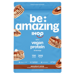 Be Amazing vegan protein powder container with Dole Whip Pineapple flavor, 25 servings, healthy plant-based protein supplement.