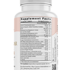 Bellawell Health Blood Sugar Balance capsules showing the supplement bottle with label and capsules inside.