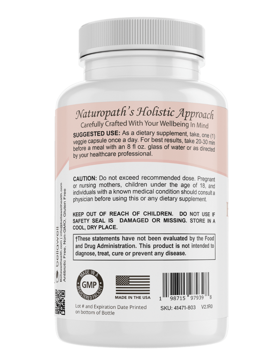 Bellawell Health Blood Sugar Balance capsules showing the supplement bottle with label and capsules inside.