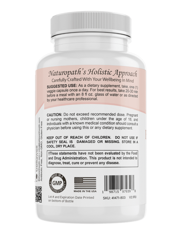 Bellawell Health Blood Sugar Balance capsules showing the supplement bottle with label and capsules inside.