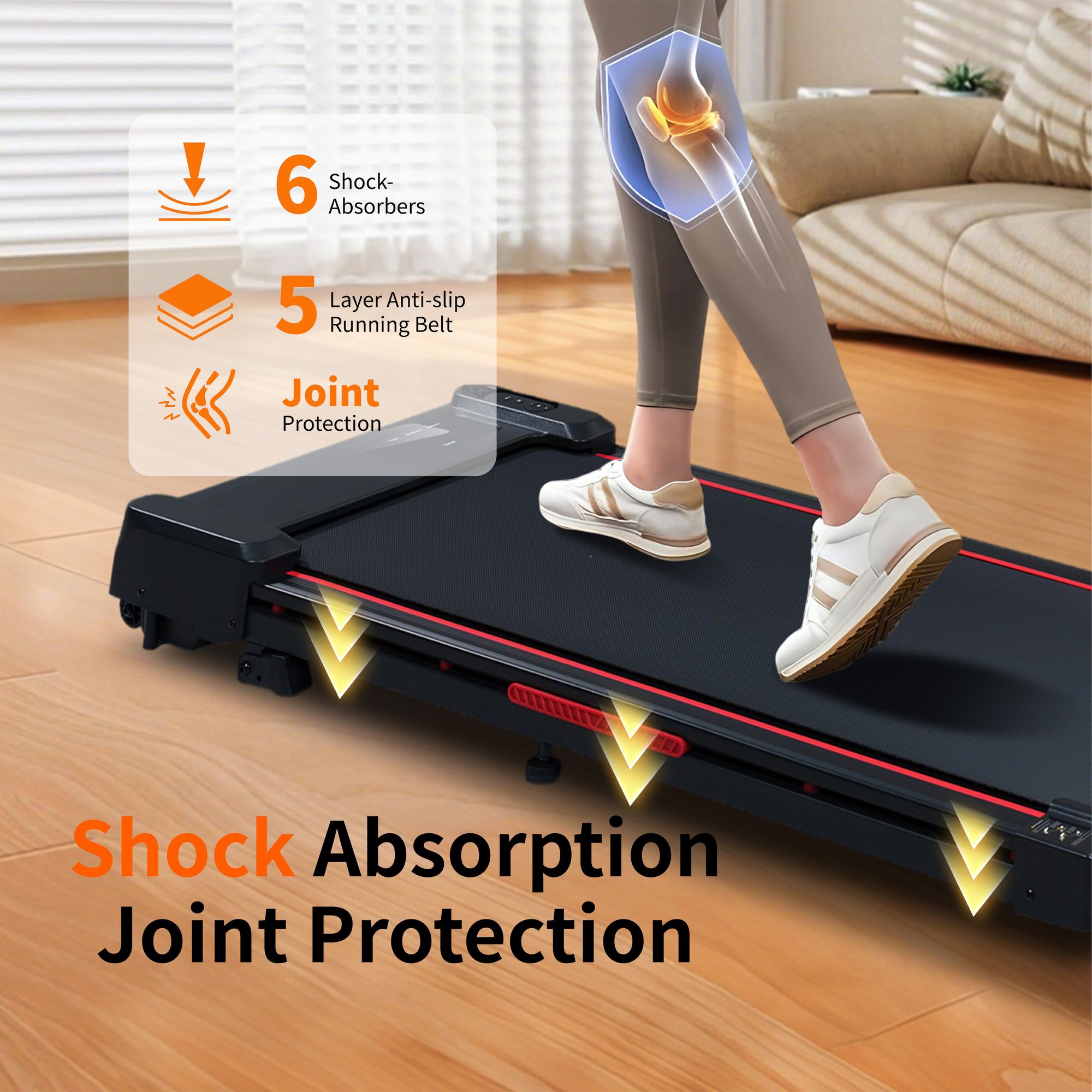 Berry Charmz walking pad treadmill with 8° incline, remote control, LED display, portable design, black-grey steel, 220 lb capacity.
