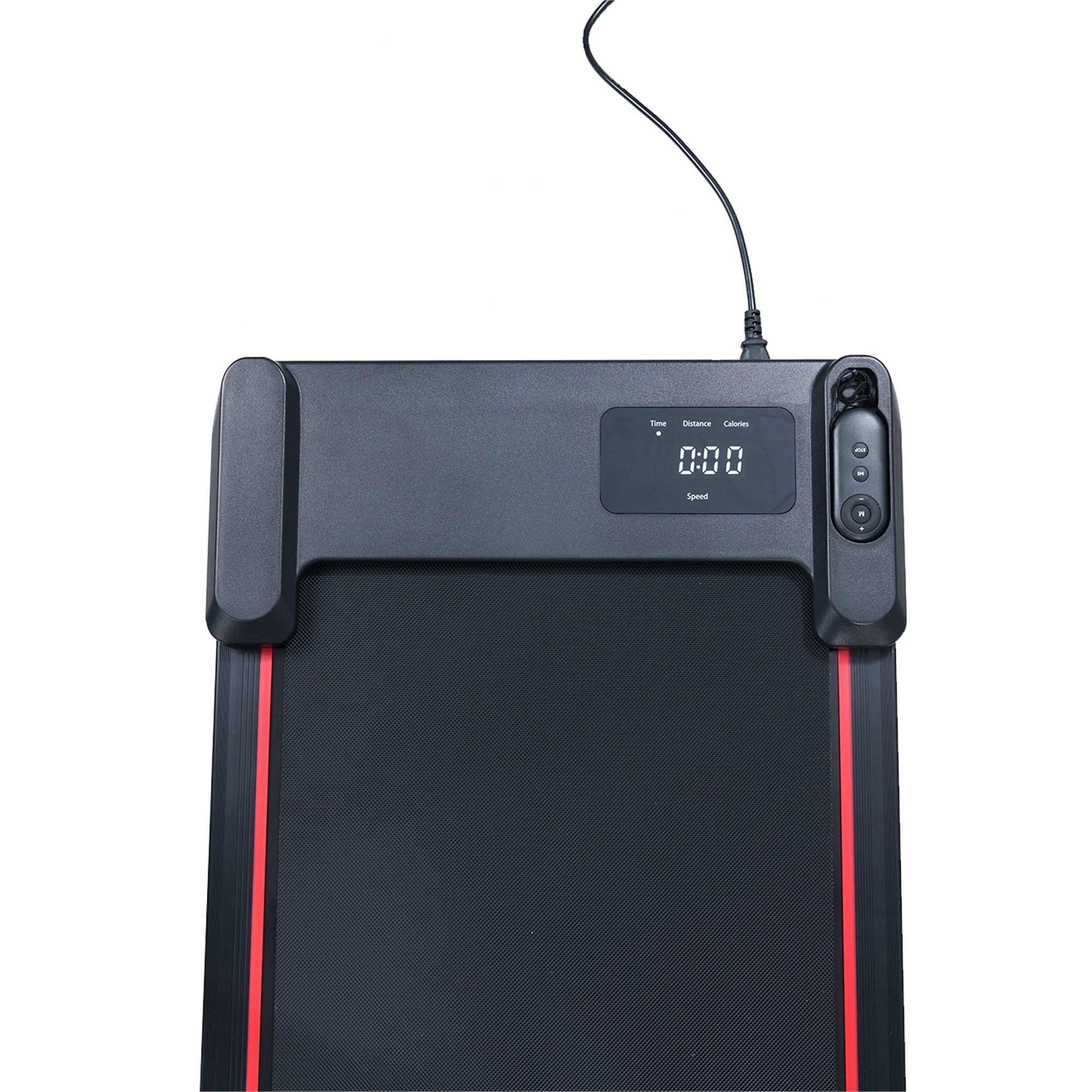 Berry Charmz black and grey walking pad treadmill with 8° incline, remote, LED display, portable design, 2.5HP motor, 220 lb capacity.
