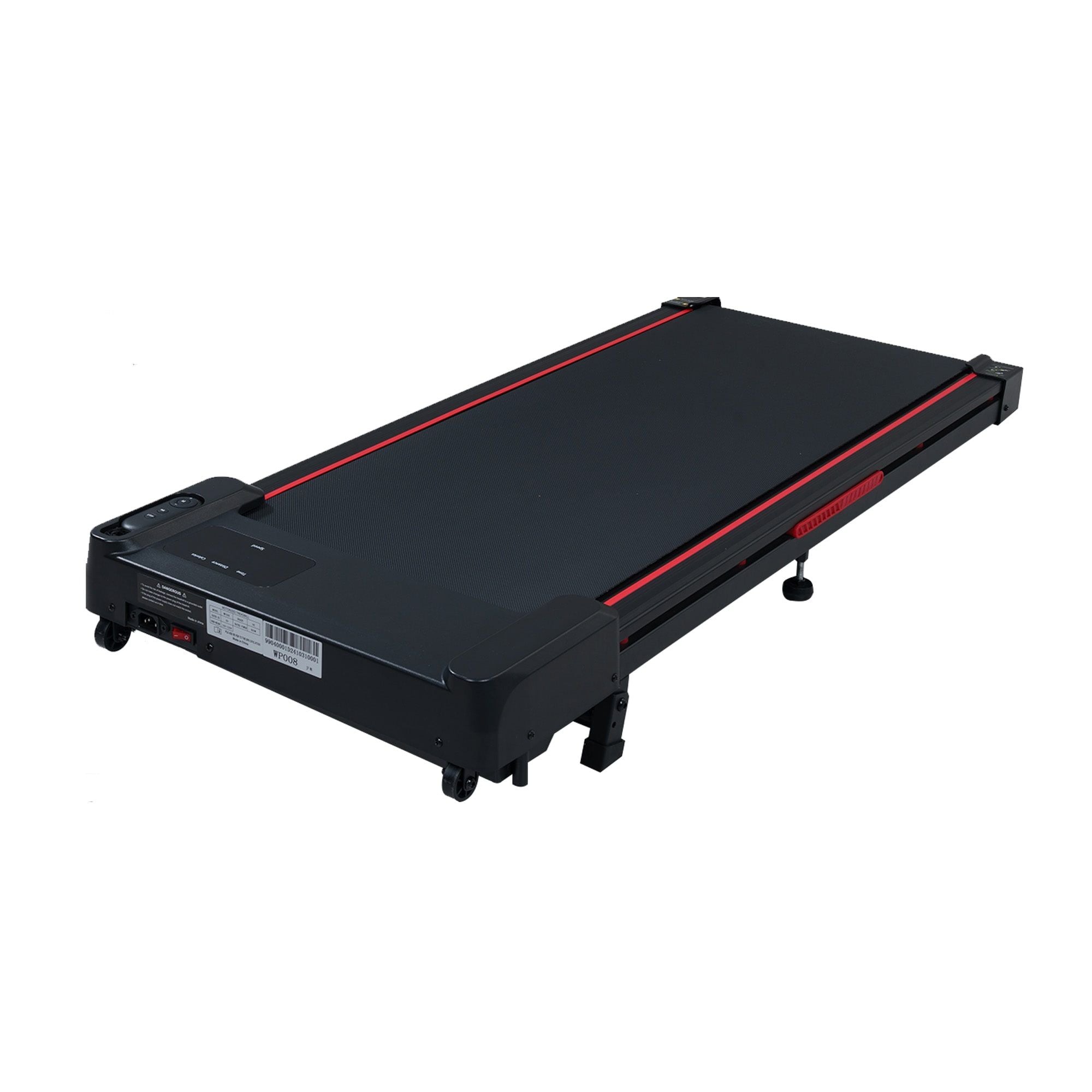 Berry Charmz black and grey walking pad treadmill with 8° incline, remote, LED display, portable compact design for home or office use