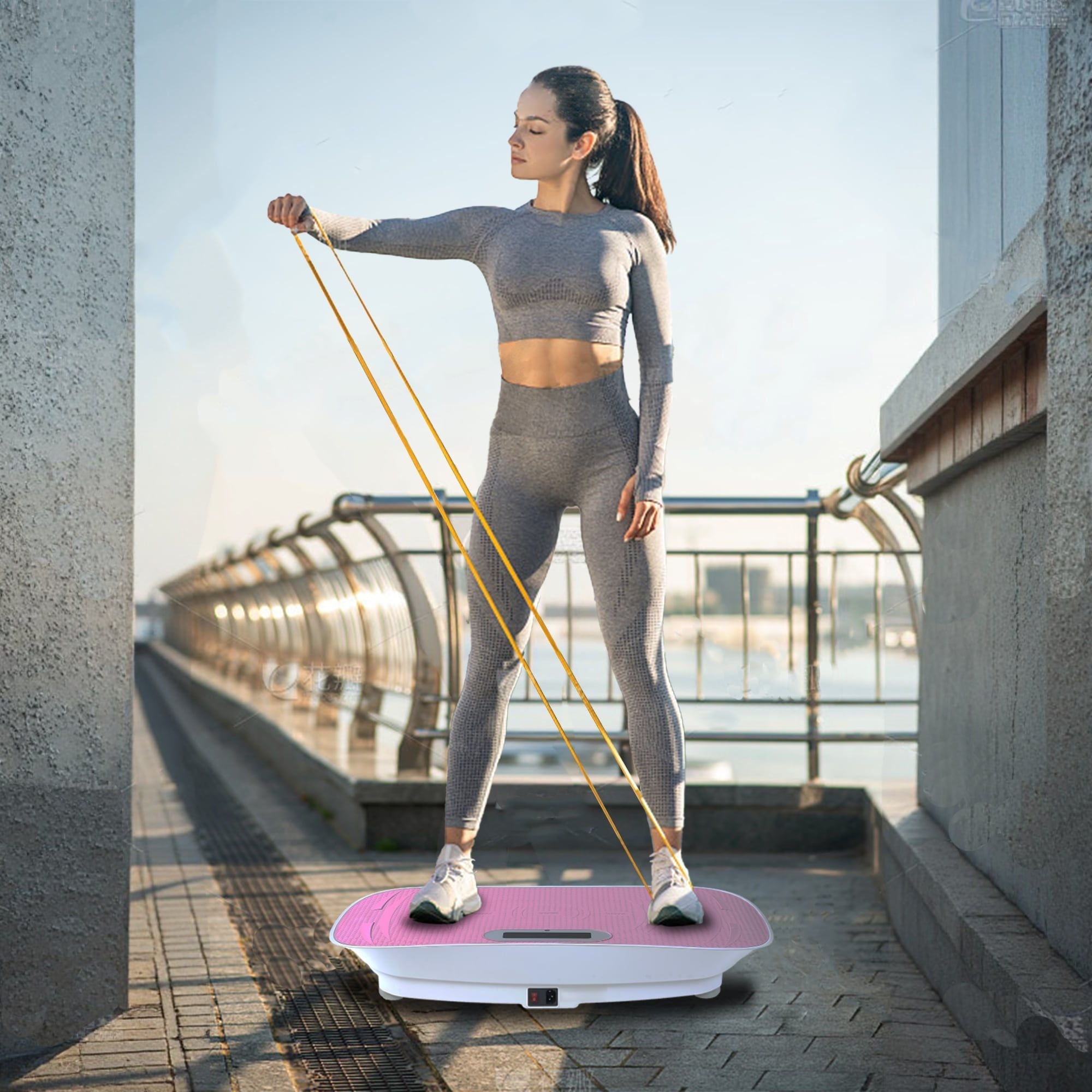 Pink Silent Vibration Platform by Berry Charmz for fitness, massage, weight loss, and fat burning with 10 adjustable vibration frequencies.