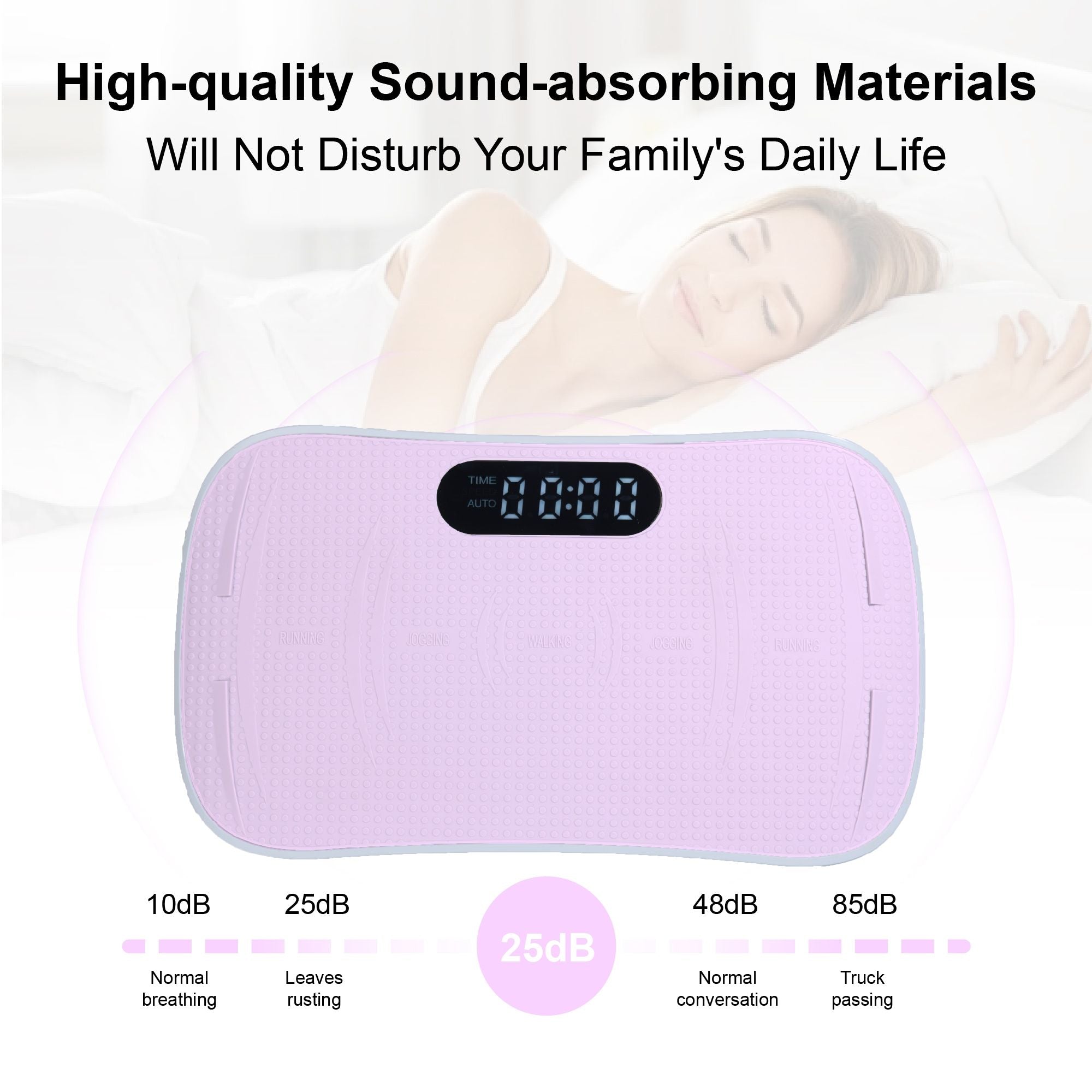 Pink Berry Charmz Silent Vibration Platform for fitness, massage, weight loss, and fat burning with 10 adjustable frequencies.