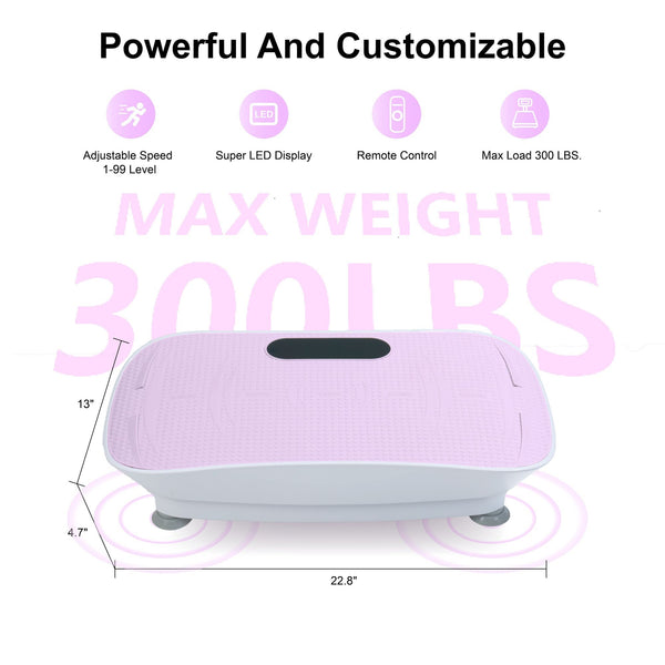 Pink Berry Charmz silent vibration platform for fitness and fat burning, with 10 adjustable massage frequencies for weight loss.