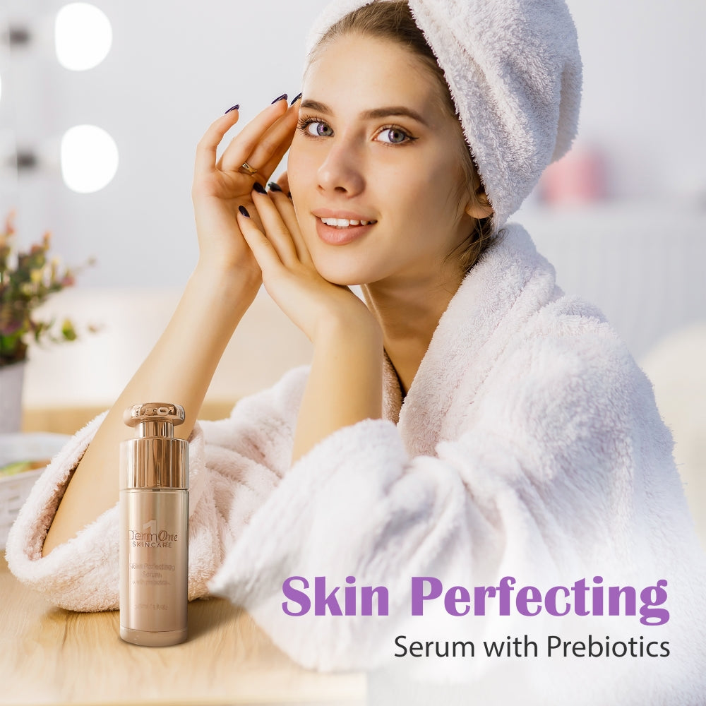 Best Clean Beauty Derm Skin Perfecting Serum for rosacea and adult acne, 1 fl oz bottle with dropper applicator.