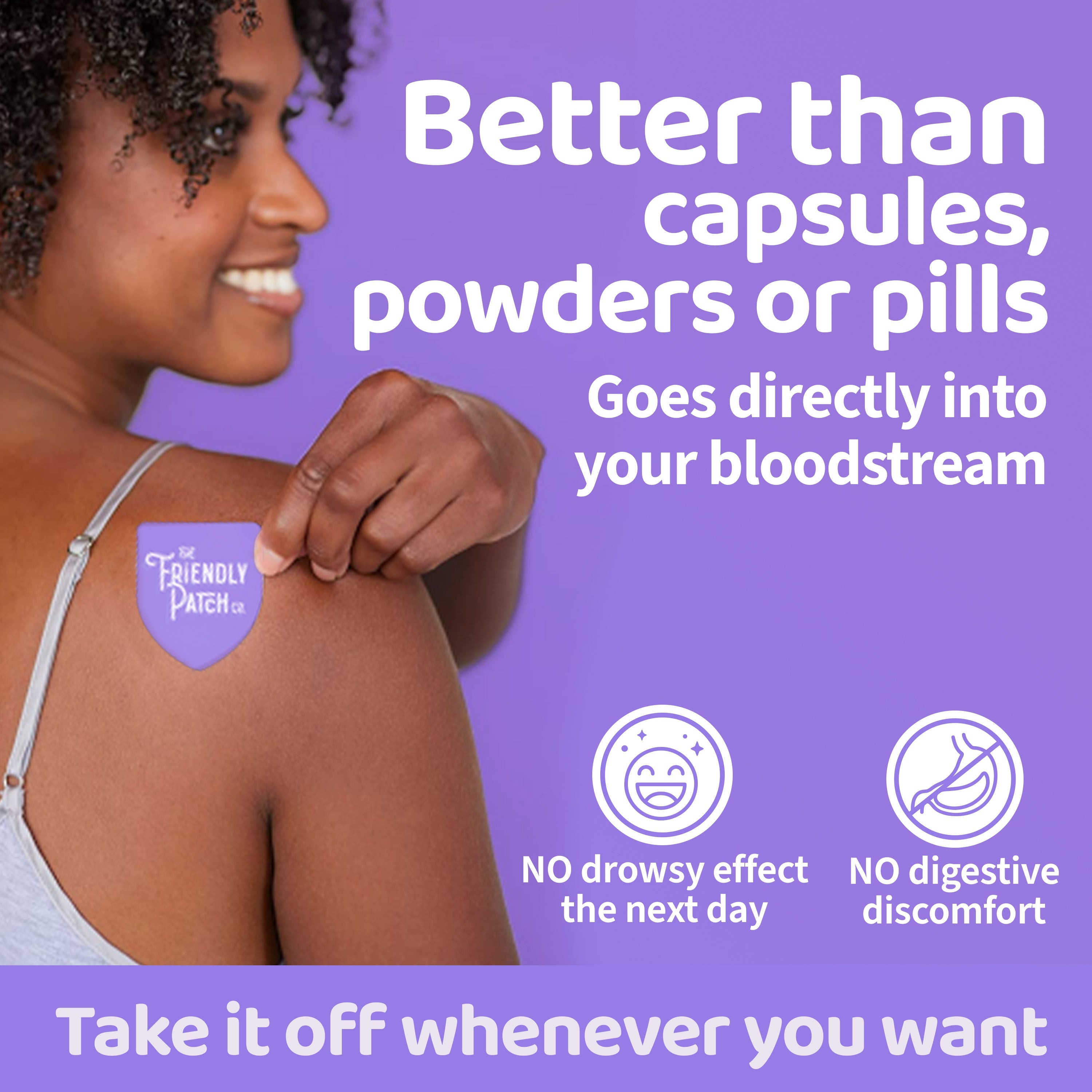 Wearable sleep patches with melatonin, ashwagandha, and magnesium by Friendly Patch Co, designed to promote restful sleep.