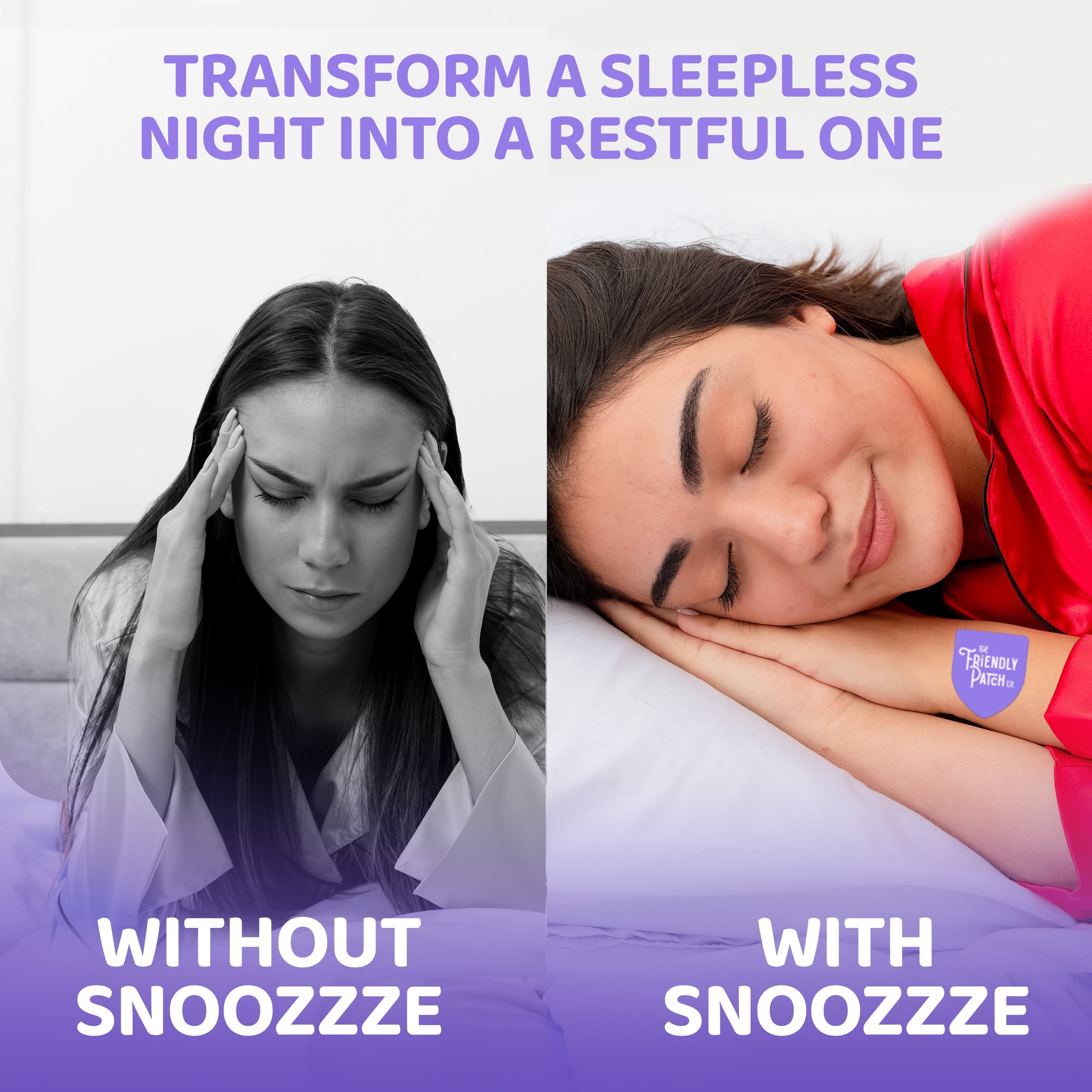 Wearable sleep patches with melatonin, ashwagandha, and magnesium by Friendly Patch Co, designed to promote restful sleep.