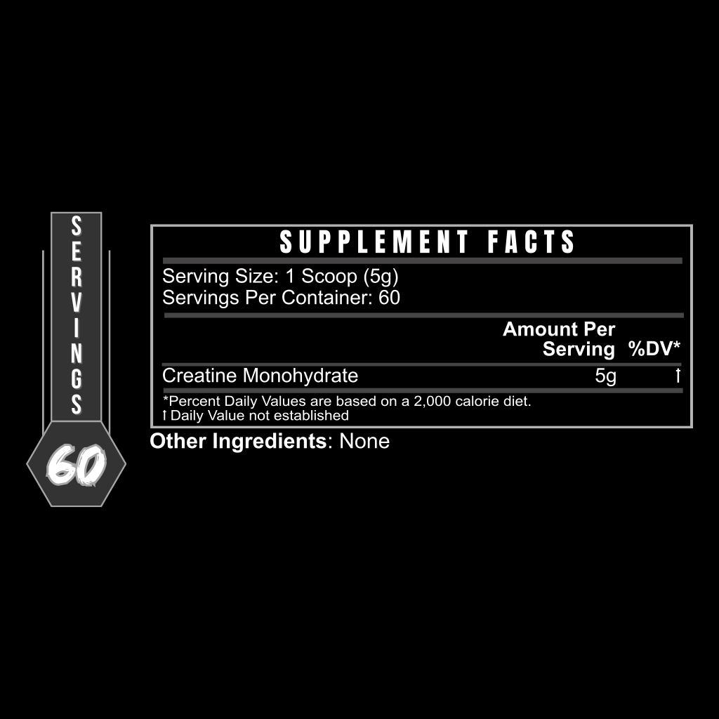 Container of BLACKLABEL Supplements creatine monohydrate powder with label and scoop for fitness and muscle building.