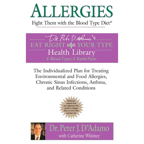 Paperback book titled "Allergies: Fight Them with the Blood Type Diet" by splitShops, focusing on allergy treatment plans.