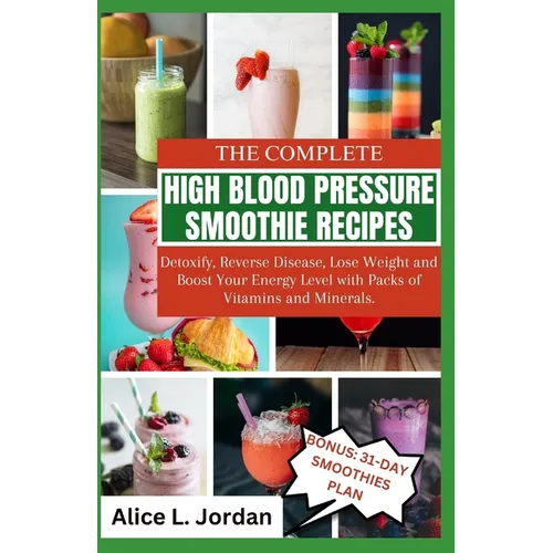Paperback book titled "The Complete High Blood Pressure Smoothie Recipes for Seniors" by splitShops, with cover text visible.