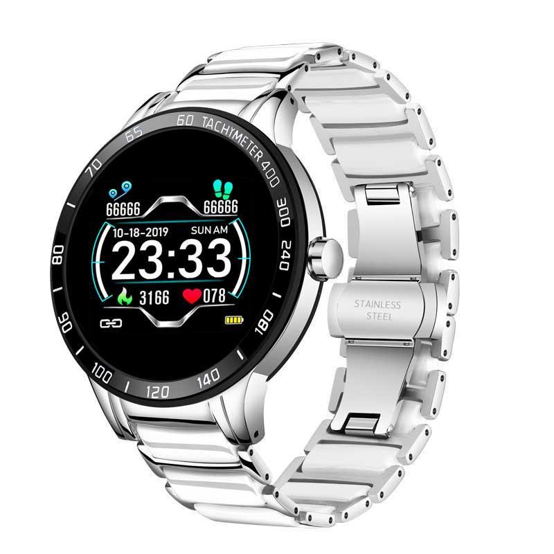 Stevvex luxury ceramic unisex smart watch with heart rate monitor, blood pressure tracker, ceramic strap, waterproof, fitness features.