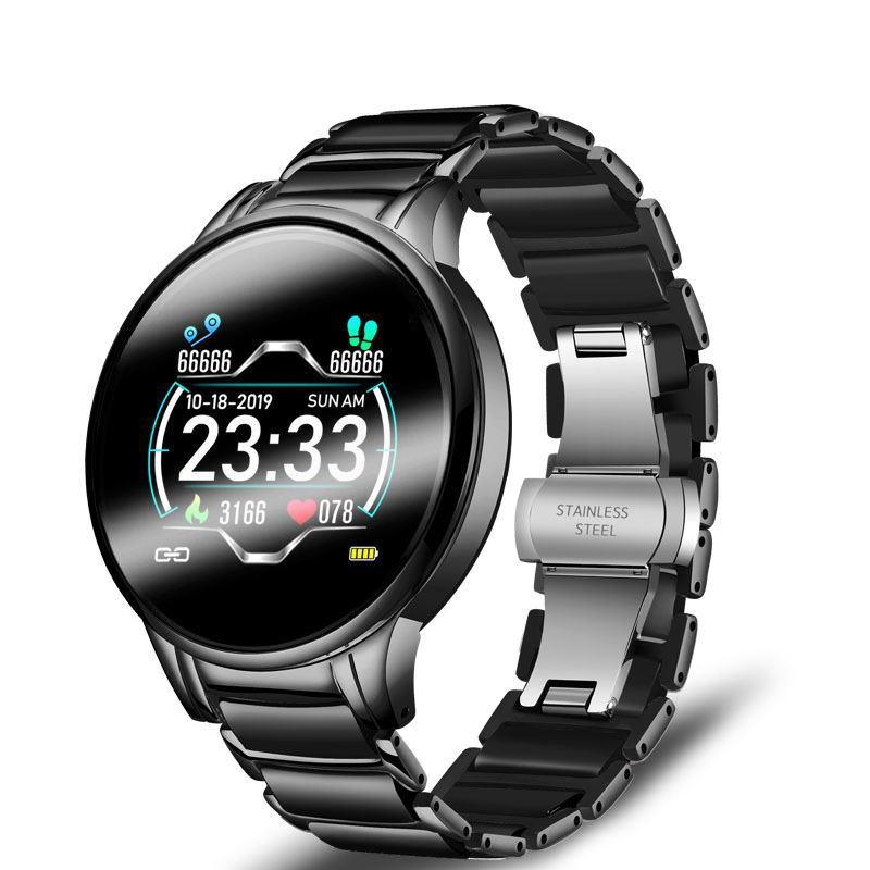 Stevvex ceramic smart sport fitness watch for women with heart rate and blood pressure monitor, steel belt, compatible with Android and iOS