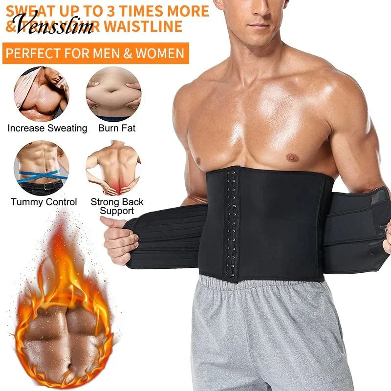 Black Dabfavshop waist trainer for men with zipper, size 2XL, slimming apparel designed to enhance body shaping and support.