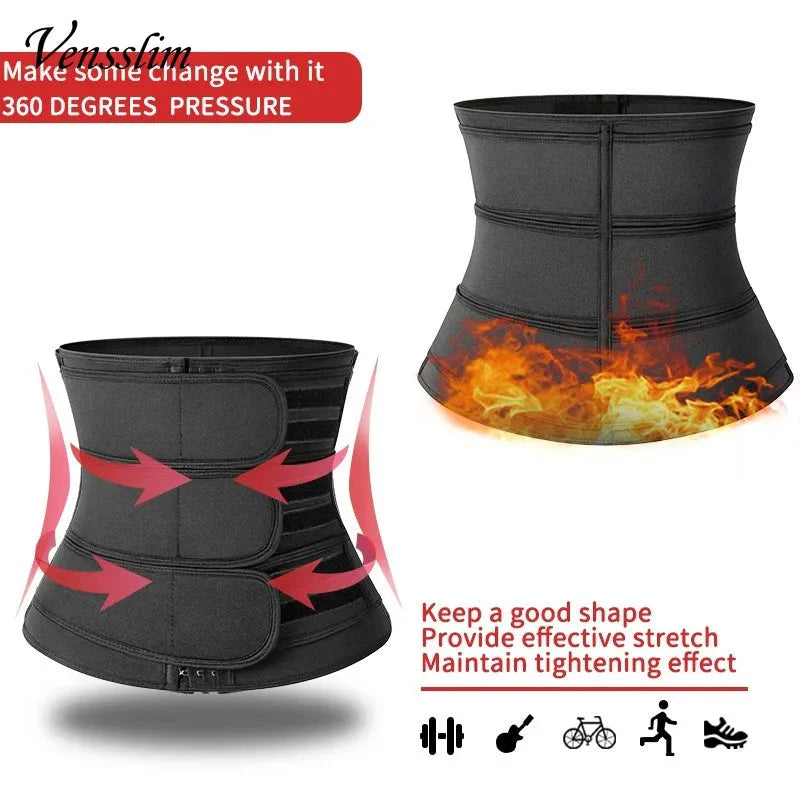 Black Dabfavshop waist trainer for men with zipper closure, slimming apparel designed to shape the waist and enhance posture.